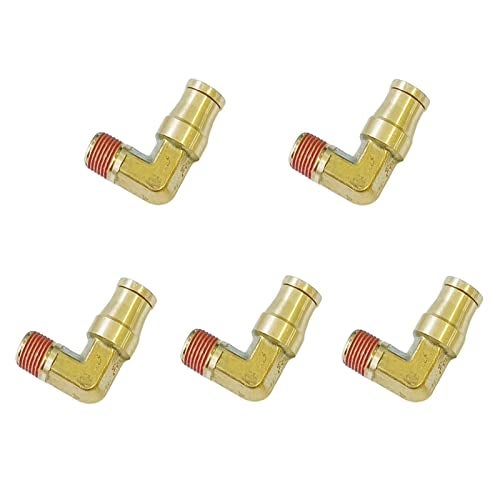 TL TOOLEGIN Push-to-Connect Pneumatic Fittings Set - 1/4" Tube OD x 1/8" NPT Male DOT Air Brake Line Fittings, 5pcs Brass Air Hose Quick Connect Fitting - Image 1