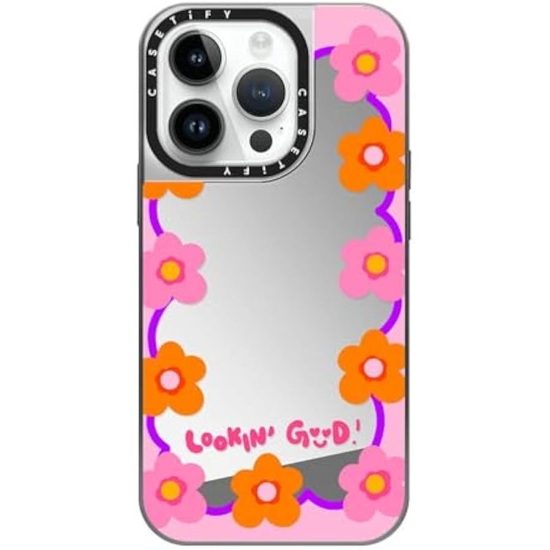 Casetify Mirror Case for iPhone 14 Pro Compatible with Magsafe - Lookin Good! - Phone Case - Silver on Silver - Image 1
