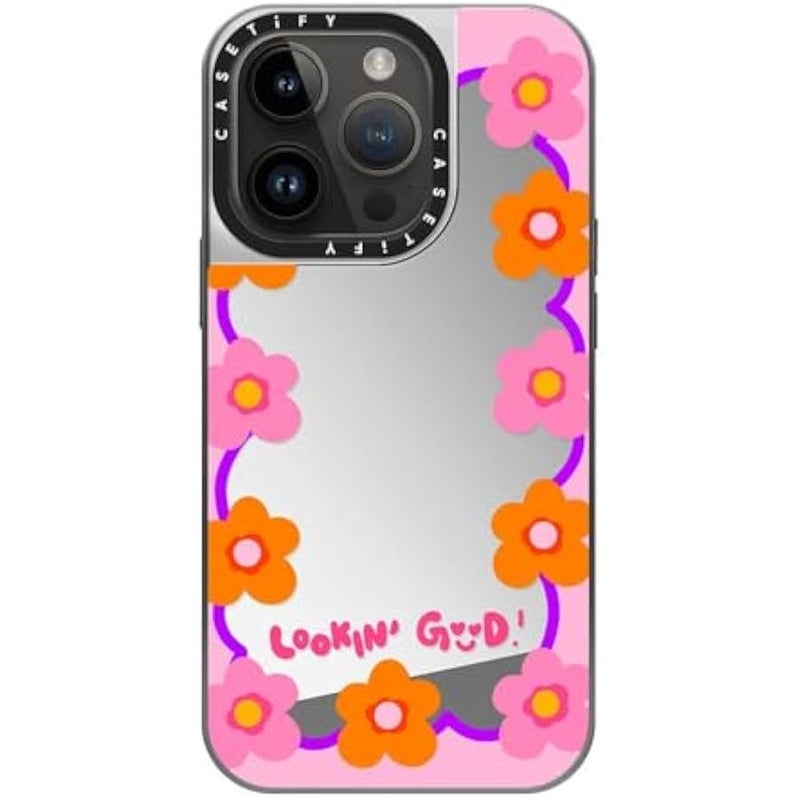 Casetify Mirror Case for iPhone 14 Pro Compatible with Magsafe - Lookin Good! - Phone Case - Silver on Silver - Image 3