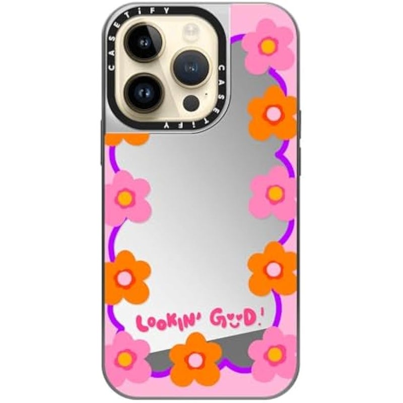 Casetify Mirror Case for iPhone 14 Pro Compatible with Magsafe - Lookin Good! - Phone Case - Silver on Silver - Image 4