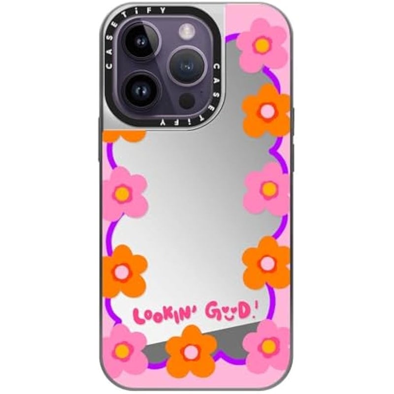 Casetify Mirror Case for iPhone 14 Pro Compatible with Magsafe - Lookin Good! - Phone Case - Silver on Silver - Image 2