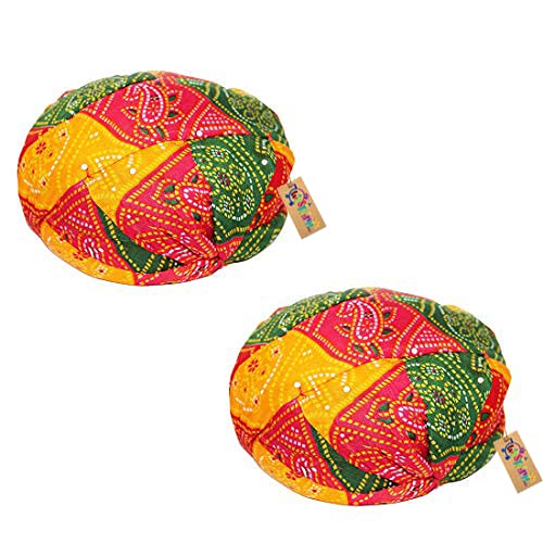 Western Era Rajasthani Traditional Pagdi Safa for Marriage Mehandi Holi Function Decoration for Kids, Men and Women (Free Size) (Pack of 2) - Image 5