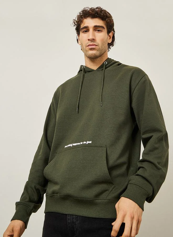 Styli Minimal Puff Print Fleece Relaxed Fit Hoodie
