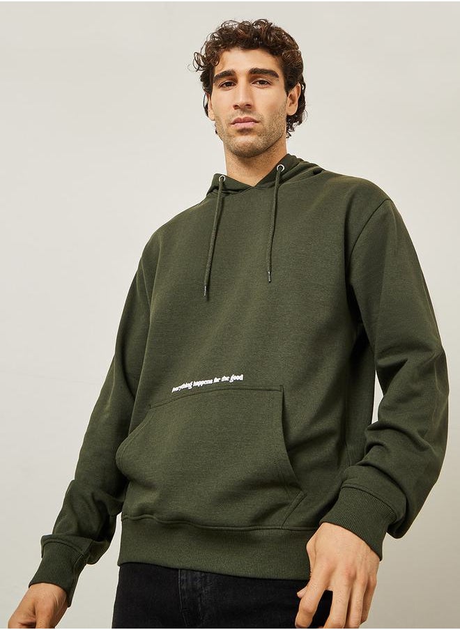 Styli - Minimal Puff Print Fleece Relaxed Fit Hoodie - Image 1