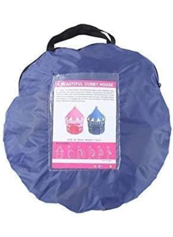 Kids Pop-Up Tent Foldable Playhouse, Castle Design, Blue & Yellow - Image 2