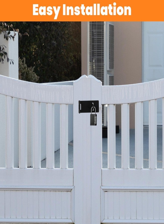 Prasacco 4 Pcs Hasp Latch Stainless Steel Padlock Latch 3 Inch Black Hasp Lock Latches Lock Latches Hardware for Wooden Fence Pet Cage Doors Cabinets Closets Window and More - Image 5