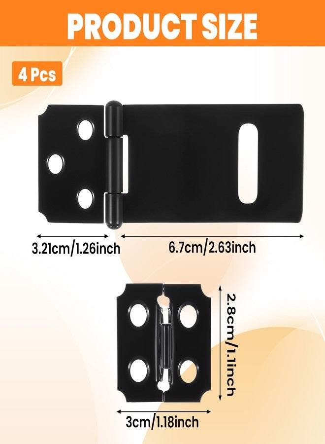 Prasacco 4 Pcs Hasp Latch Stainless Steel Padlock Latch 3 Inch Black Hasp Lock Latches Lock Latches Hardware for Wooden Fence Pet Cage Doors Cabinets Closets Window and More - Image 2