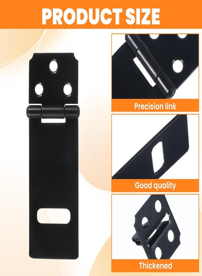 Prasacco 4 Pcs Hasp Latch Stainless Steel Padlock Latch 3 Inch Black Hasp Lock Latches Lock Latches Hardware for Wooden Fence Pet Cage Doors Cabinets Closets Window and More - Image 3