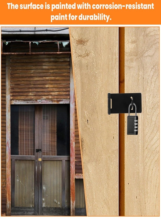 Prasacco 4 Pcs Hasp Latch Stainless Steel Padlock Latch 3 Inch Black Hasp Lock Latches Lock Latches Hardware for Wooden Fence Pet Cage Doors Cabinets Closets Window and More - Image 4