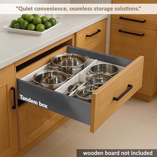 Plantex Tandem Box Drawer for Kitchen/Soft Close Tandem Box for Modular Kitchen/Tandem Basket/Load Capacity Upto 45 Kg - Grey (20 x 6 inch) - Image 2