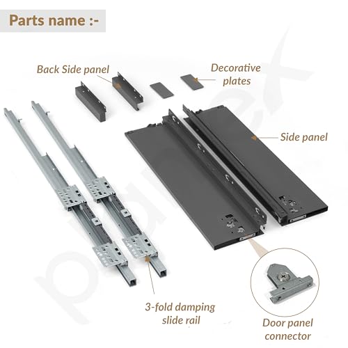 Plantex Tandem Box Drawer for Kitchen/Soft Close Tandem Box for Modular Kitchen/Tandem Basket/Load Capacity Upto 45 Kg - Grey (20 x 6 inch) - Image 4