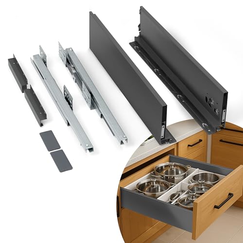 Plantex Tandem Box Drawer for Kitchen/Soft Close Tandem Box for Modular Kitchen/Tandem Basket/Load Capacity Upto 45 Kg - Grey (20 x 6 inch) - Image 1