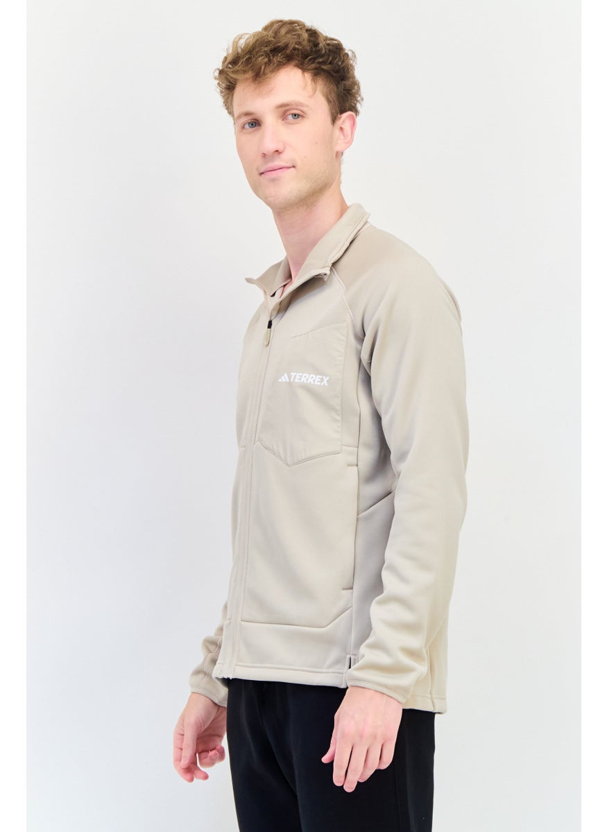 Adidas Men Sportswear Fit Long Sleeve Outdoor Sweatshirt, Beige  - Image 2