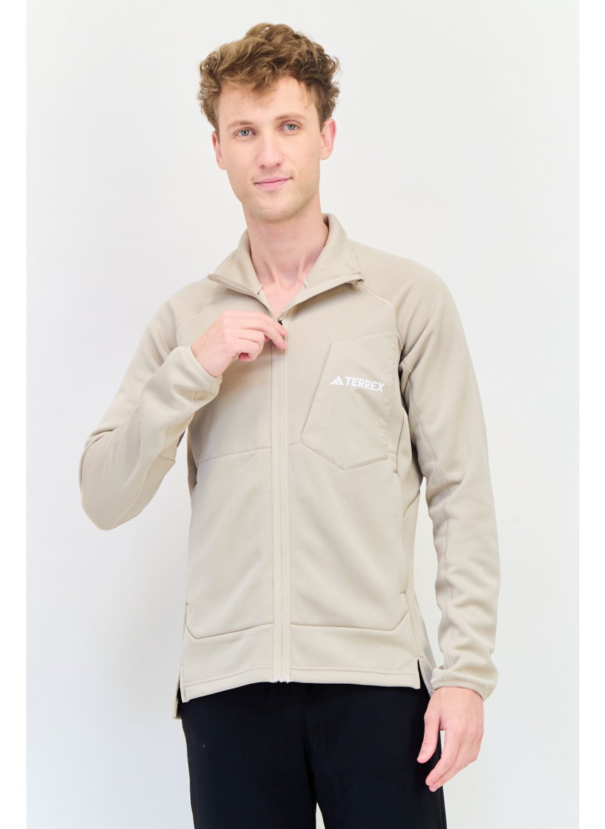 Adidas Men Sportswear Fit Long Sleeve Outdoor Sweatshirt, Beige  - Image 1