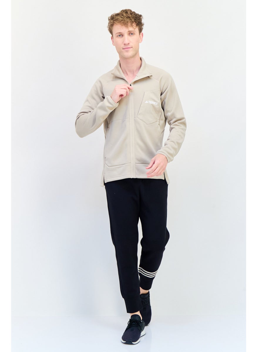 Adidas Men Sportswear Fit Long Sleeve Outdoor Sweatshirt, Beige  - Image 4
