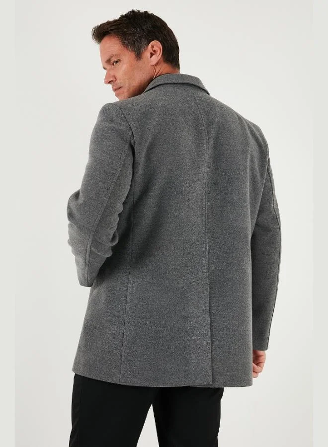 Buratti  Buratti Slim Fit Overcoat with Open Collar and Lining Men's Cashmere Coat 584K1217 for Men | Best Price UAE