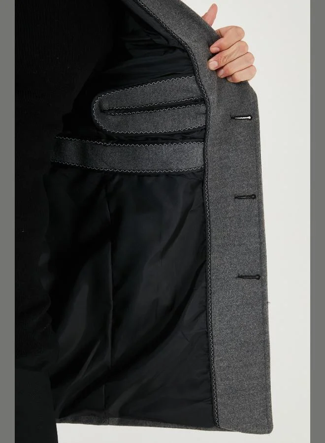 Buratti  Buratti Slim Fit Overcoat with Open Collar and Lining Men's Cashmere Coat 584K1217 for Men | Best Price UAE