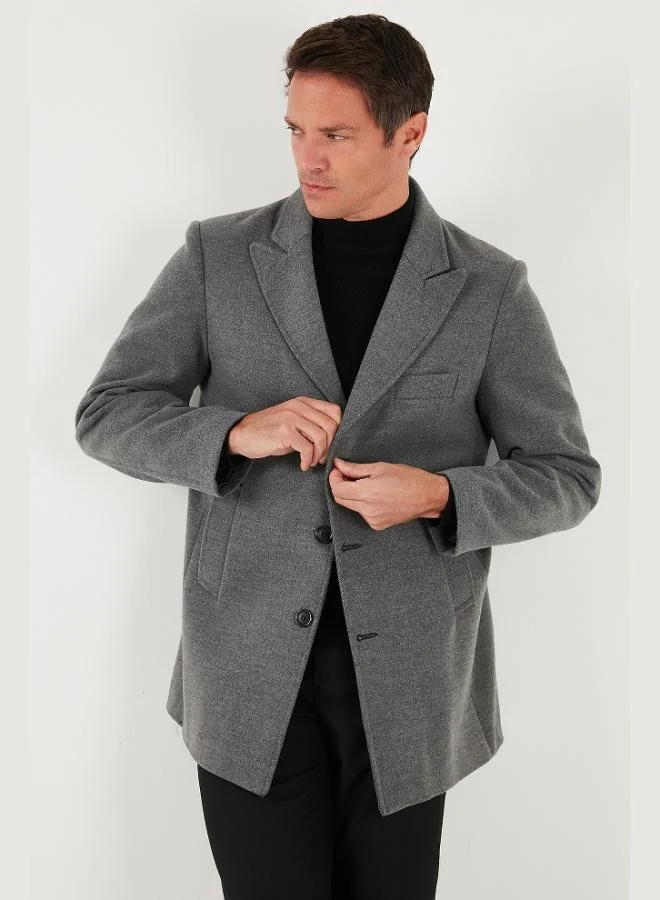Buratti  Buratti Slim Fit Overcoat with Open Collar and Lining Men's Cashmere Coat 584K1217 for Men | Best Price UAE