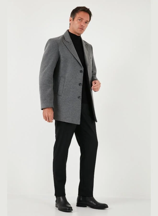 Buratti  Buratti Slim Fit Overcoat with Open Collar and Lining Men's Cashmere Coat 584K1217 for Men | Best Price UAE