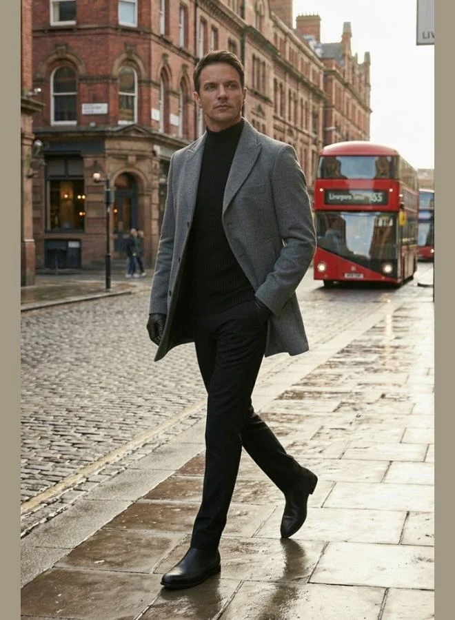 Buratti Slim Fit Overcoat with Open Collar and Lining Men's Cashmere Coat 584K1217