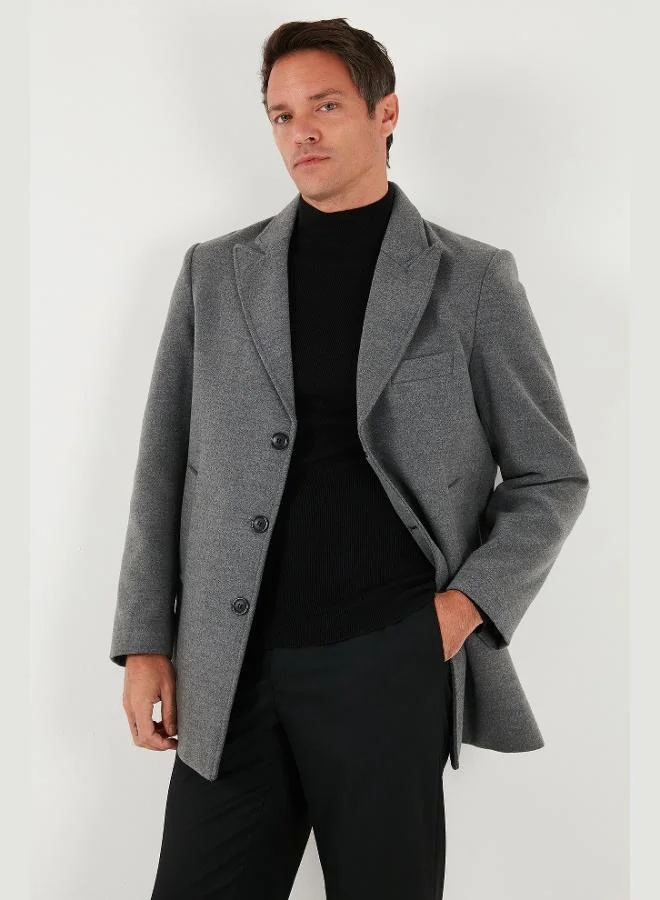 Buratti  Buratti Slim Fit Overcoat with Open Collar and Lining Men's Cashmere Coat 584K1217 for Men | Best Price UAE