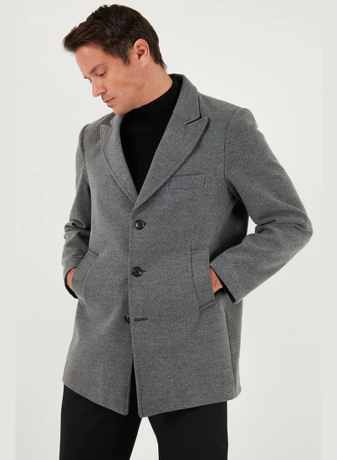 Buratti  Buratti Slim Fit Overcoat with Open Collar and Lining Men's Cashmere Coat 584K1217 for Men | Best Price UAE