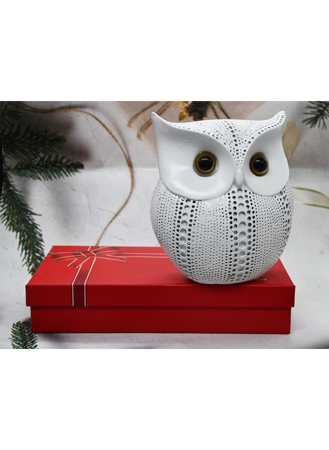 Saugat Traders - Saugat Traders Owl Statue for Home Decor Good Luck Vastu White Owl Showpiece for Living Room Bedroom Office Decoration Figurines Gift Item - Image 1