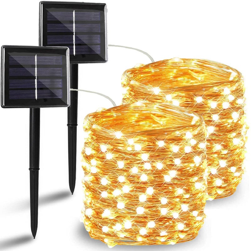 BHCLIGHT Solar String Lights Outdoor, 2 Pack 144FT 400 LED Solar Christmas Twinkle Lights Outside Waterproof Copper Wire with 8 Modes Solar Fairy Lights for Garden Tree Birthday Christmas Decor(Warm White) - Image 1