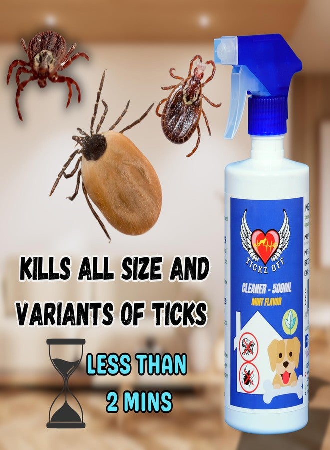 TICKZ OFF منظف تيكز أوف القاتل للحشرات - يقضي على القراد والبراغيث والعث والنمل الأبيض واليرقات - مناسب لأقفاص الكلاب والأرضيات والمنازل والجدران - صديق للبيئة، سريع المفعول، بدون رائحة قوية (500 مل) - Image 3