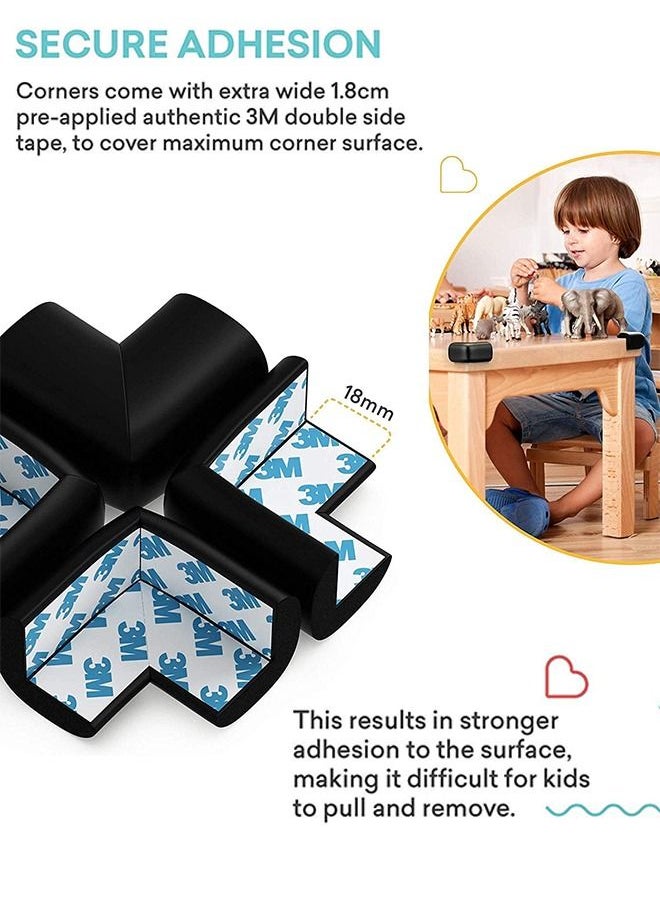 BAYBEE Baby Safety Corner Protector Pack of 16Pcs Table Corner Guards Baby Proofing Corner Guards  3M Pre Taped Corner Protectors Child Safety Edge Guards Black  - Image 4