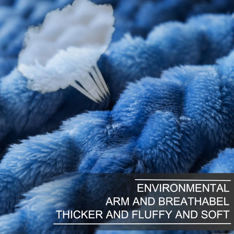 Richave Fleece Throw Blanket Premium Lightweight Anti-Static 50x60 Inches Travel Size 3D Clouds Stylish Jacquard Throw Blanket for Couch  Cozy  Warm and Lightweight for Winter  Tie-dye Stone Blue - Image 2