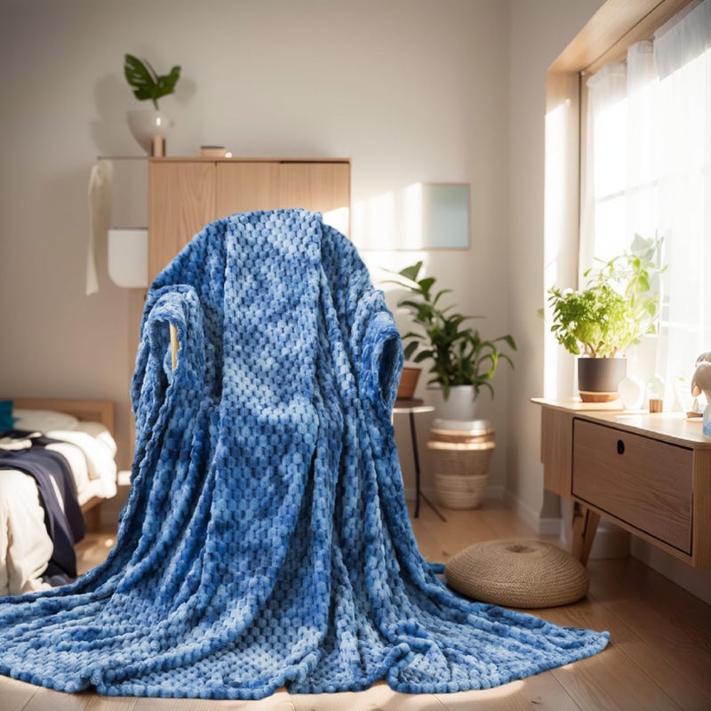 Richave Fleece Throw Blanket Premium Lightweight Anti-Static 50x60 Inches Travel Size 3D Clouds Stylish Jacquard Throw Blanket for Couch  Cozy  Warm and Lightweight for Winter  Tie-dye Stone Blue - Image 1