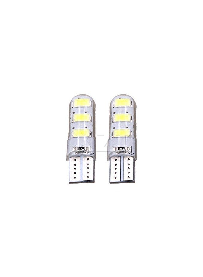 T10 6 SMD Silica Gel Led Parking Bulb Light for Cars (Set of Two, White) - Image 1