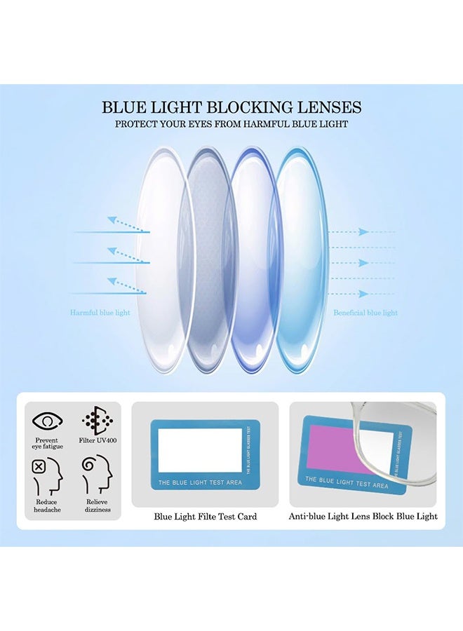 نظارات الضوء الأزرق للنساء والرجال | نظارات حجب الضوء الأزرق بنسبة 99% | نظارات الكمبيوتر | قيادة ليلاً | ألعاب | قراءة شاشة التلفاز والهواتف | إطار مربع | حماية من إجهاد العين والتوهج من الأشعة فوق البنفسجية - Image 5