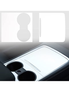 Model Y Wood Center Console Wrap for Tesla Model 3 Model Y 2021 2022 Protective Tesla Model 3 Console Cover Kit Interior Decoration with Installation Tools White Carbon Fiber