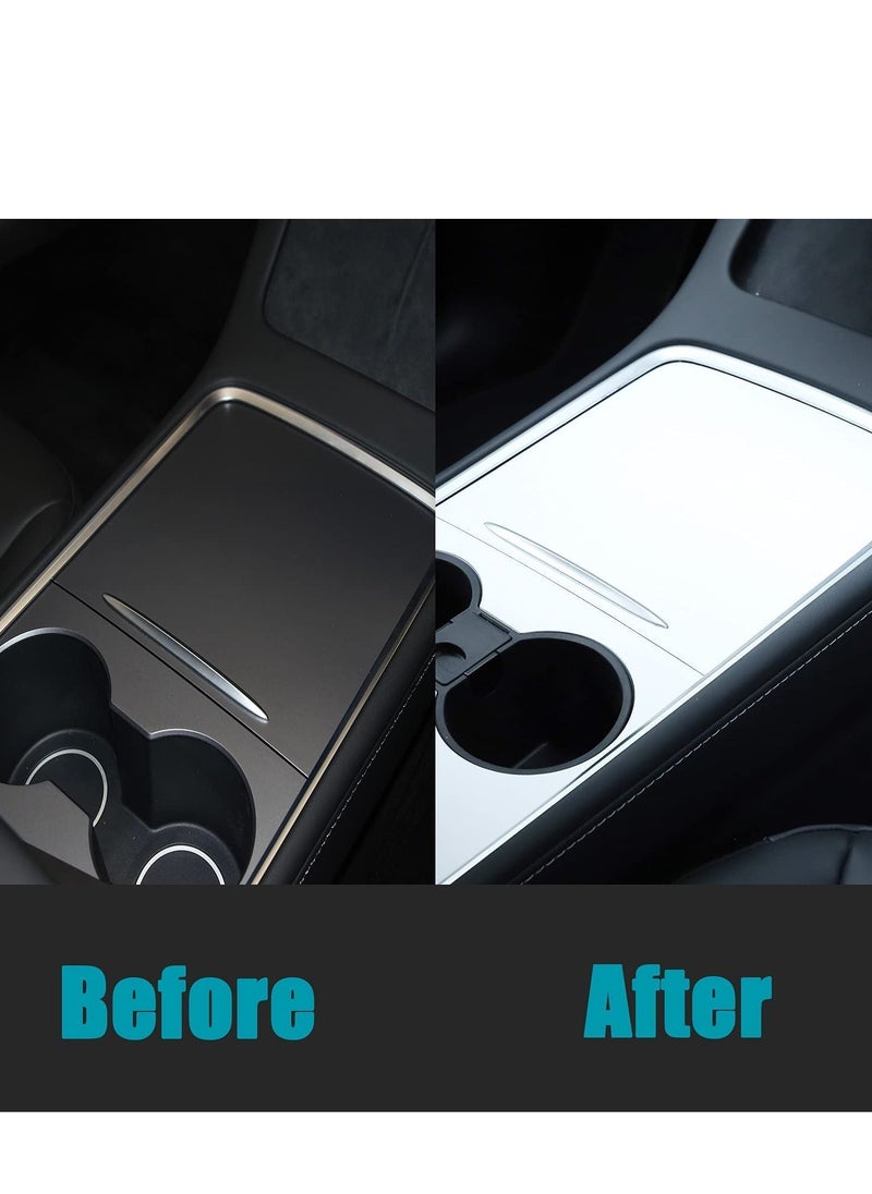 SYOSI - Model Y Wood Center Console Wrap for Tesla Model 3 Model Y 2021 2022 Protective Tesla Model 3 Console Cover Kit Interior Decoration with Installation Tools White Carbon Fiber - Image 1