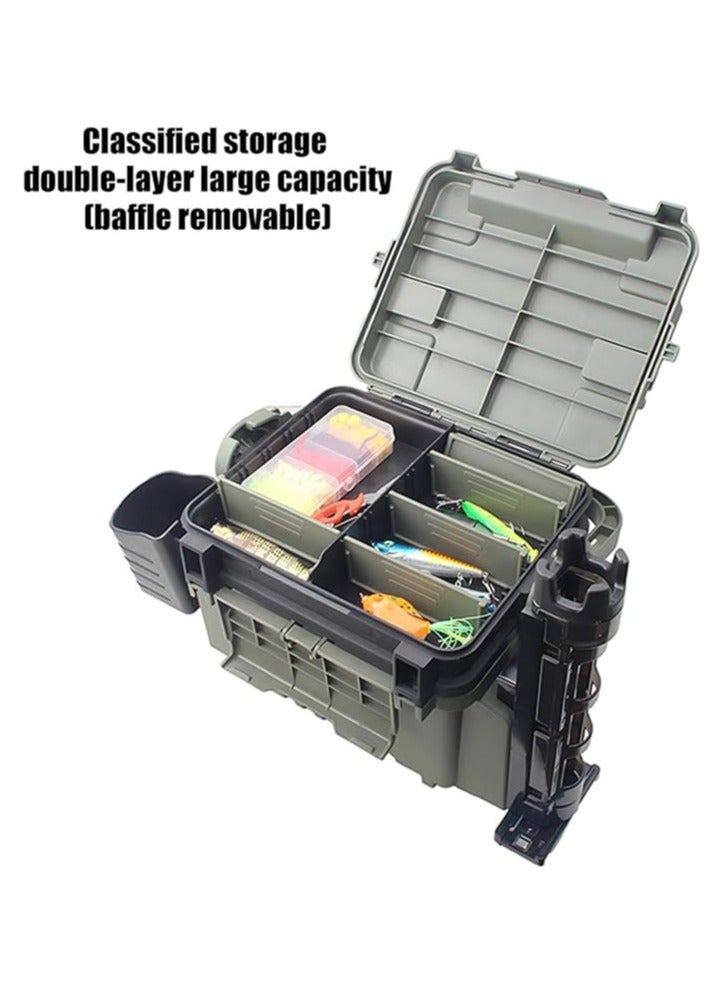 general Fishing multi-functional storage box, fish box storage box, sea fishing, rock fishing, can sit on reinforcement, thickening, large capacity, multi-layer - Image 2