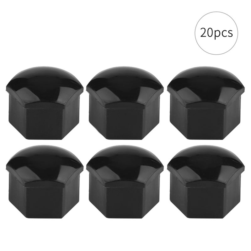 Black Nylon PA66 Wheel Nut Cover Caps Set 20 Pcs For 21mm Screws Antitheft Protection - Image 4