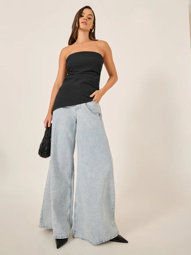 Styli Styli Bandeau Neck Asymmetric Hem Top