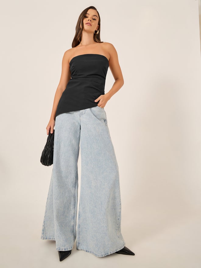 Styli Bandeau Neck Asymmetric Hem Top - Image 3