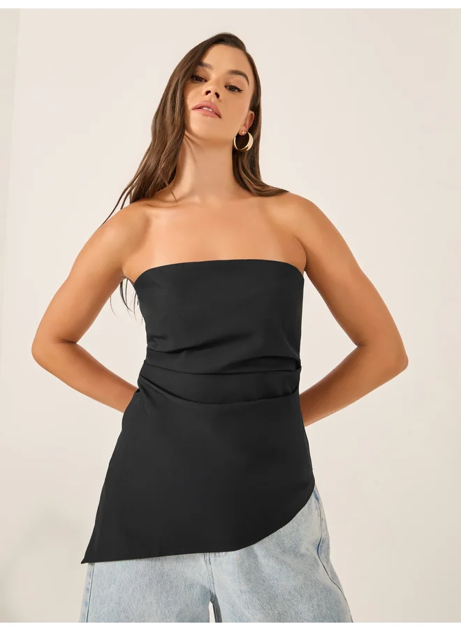 ستايلي Styli Bandeau Neck Asymmetric Hem Top