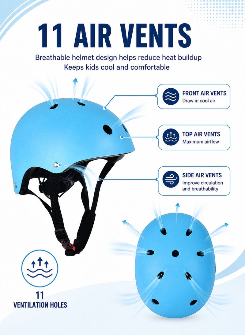 GOOGO Kids Helmet And Pad Set 7 In 1 Adjustable Safety Toddler Helmet Kids Bike Helmet Protective Gear Set For Scooter Skateboard Roller Skating Cycling 2 to 14 Years - Image 2