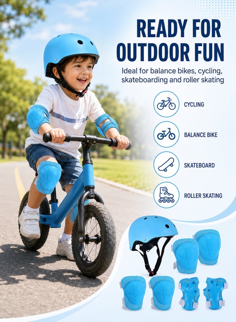 GOOGO Kids Helmet And Pad Set 7 In 1 Adjustable Safety Toddler Helmet Kids Bike Helmet Protective Gear Set For Scooter Skateboard Roller Skating Cycling 2 to 14 Years - Image 3