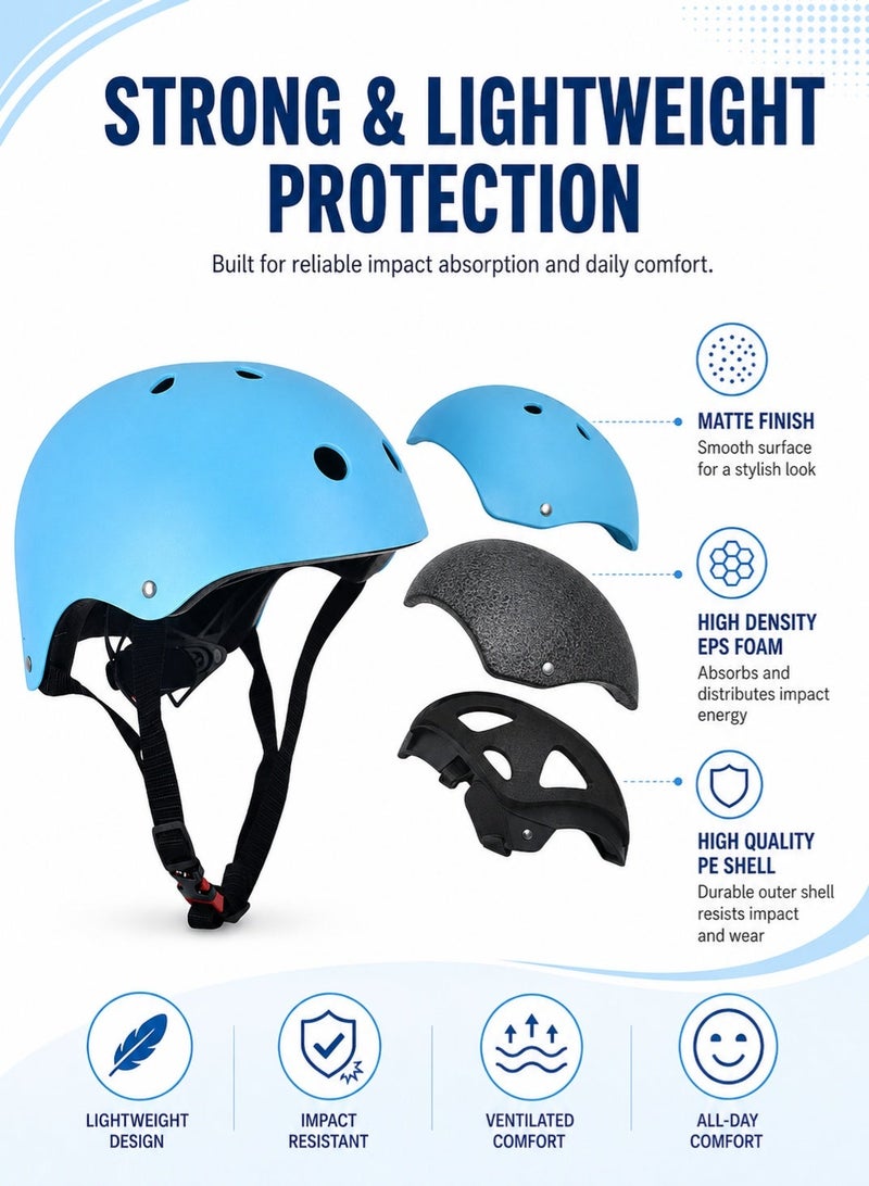 GOOGO Kids Helmet And Pad Set 7 In 1 Adjustable Safety Toddler Helmet Kids Bike Helmet Protective Gear Set For Scooter Skateboard Roller Skating Cycling 2 to 14 Years - Image 5