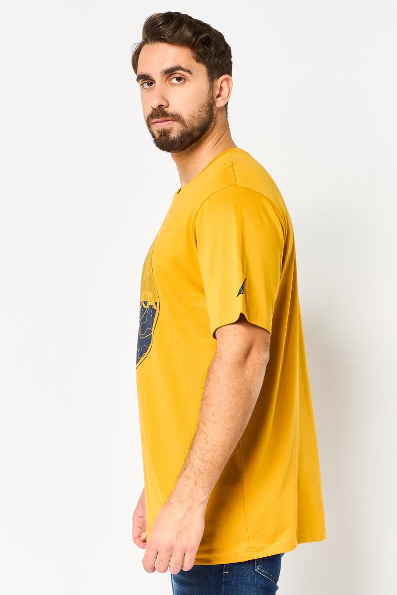 NAUTICA Men Crew Neck Short Sleeve Brand Logo T-Shirt, Mustard - Image 4