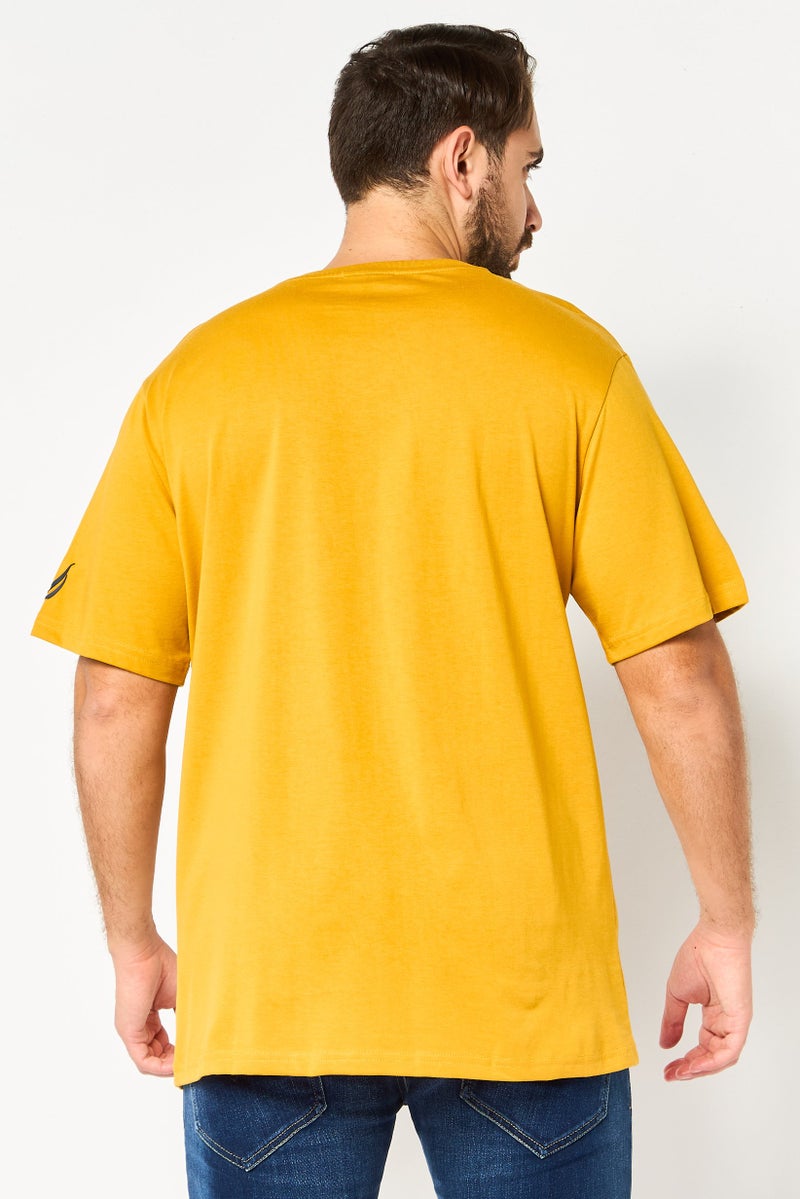 NAUTICA Men Crew Neck Short Sleeve Brand Logo T-Shirt, Mustard - Image 2