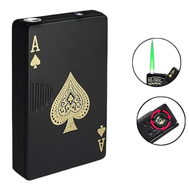 SJPACK JPack Refillable Metal Side Slider Playing Card Ace/ikka Print With Key Chain | Windproof Jet Flame | Pocket Lighter Cigarette Lighter Stylish Look (ikka key chain) - Image 3