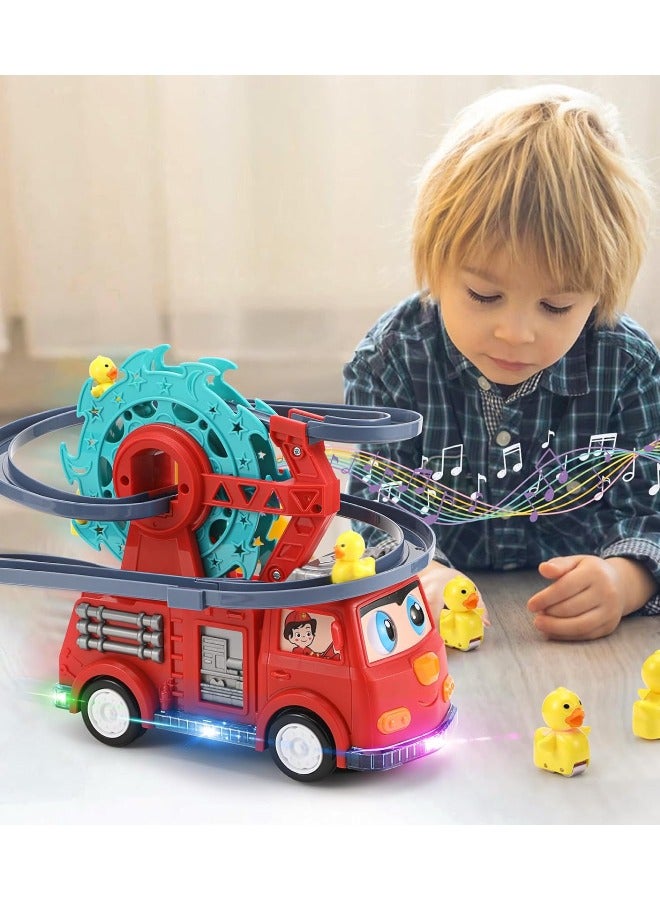Little Rockz Fire Truck Toy With Car Race Track And Light & Sound - Image 2