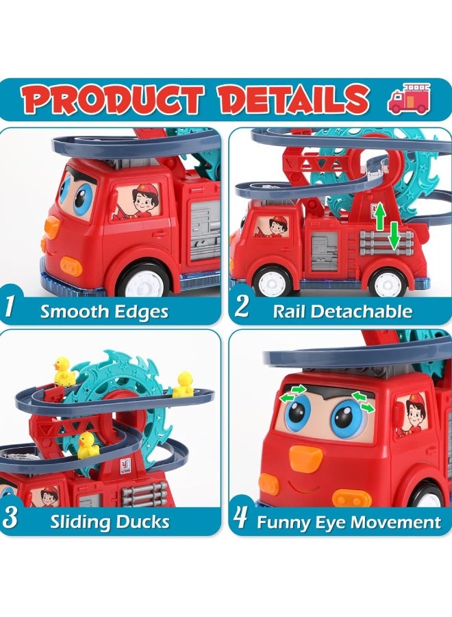 Little Rockz Fire Truck Toy With Car Race Track And Light & Sound - Image 3