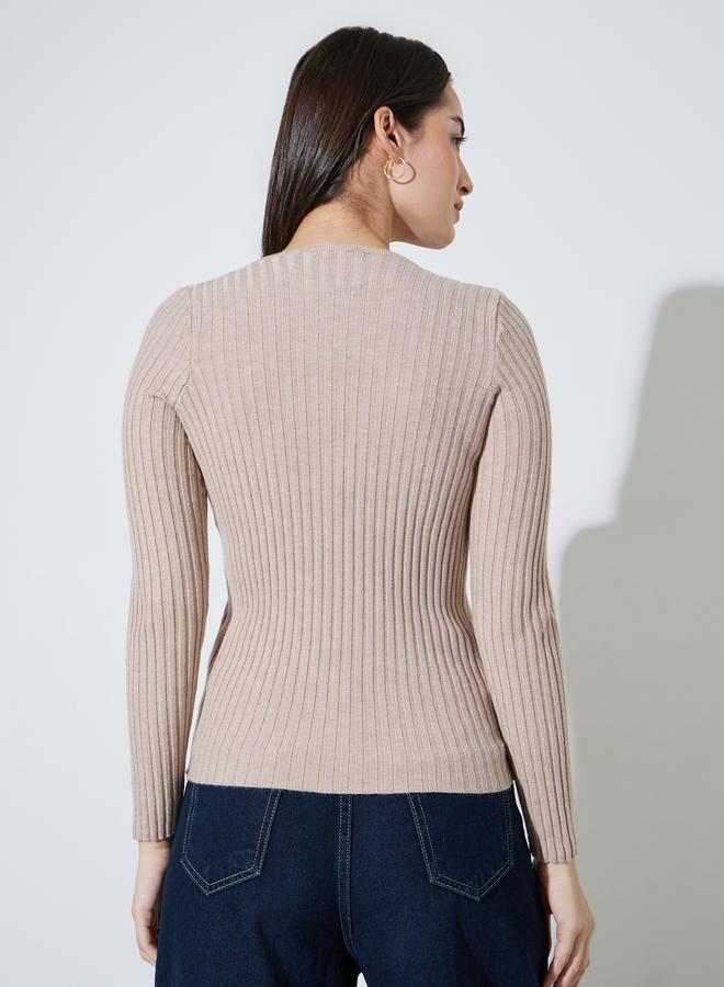 Styli Khaki Ribbed Button Down Cardigan - Image 4
